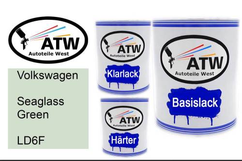 Volkswagen, Seaglass Green, LD6F: 1L Lackdose + 1L Klarlack + 500ml Härter - Set, von ATW Autoteile West.